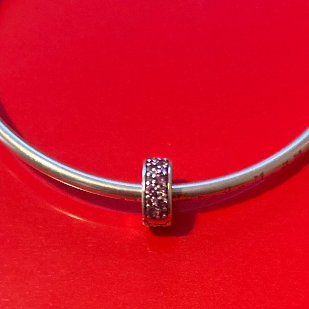 COPY - PANDORA: Spacer Charm with purple/pink stones